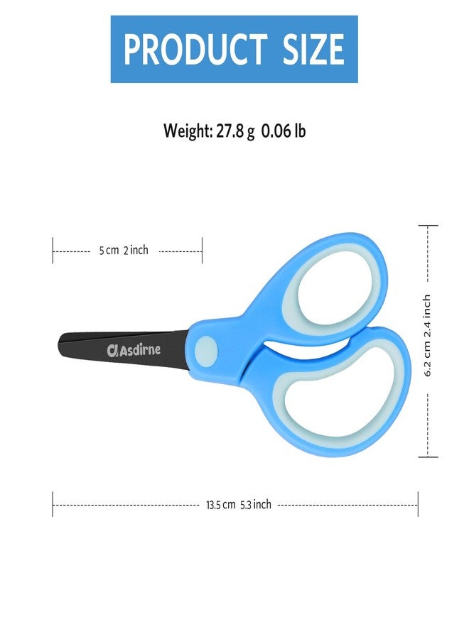 Asdirne Kids Scissors, Safety Children Scissors, Craft Scissors with Blunt Tip Stainless Steel Blades and Soft Grip, Great for Home and School,13.5cm, Blue - Image 4